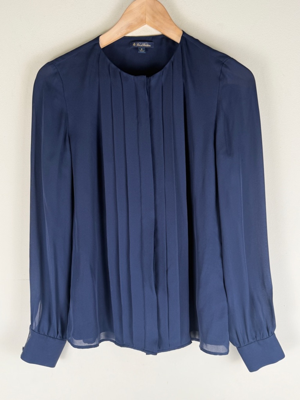 Brooks‎ Brothers 100% Silk Women's Navy Button Up Blouse Lined SZ 2 Retail $198